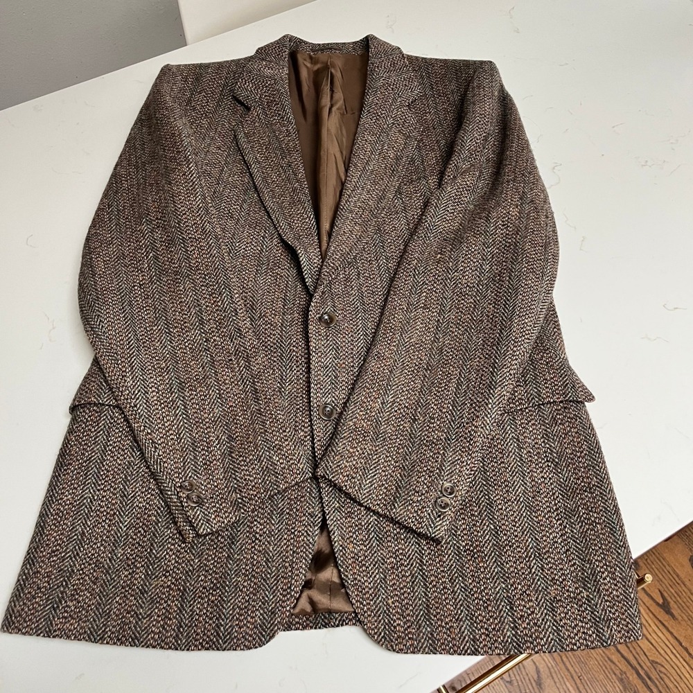 Kevin & Howlin VTG Brown Tweed Blazer Men Two Button Wool Sport Coat 44L Ireland - Picture 2 of 15